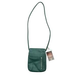 Tignanello Green Leather Crossbody Bag Purse 10”x 8” NWT